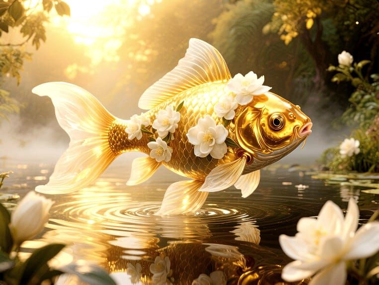 1/4/2026-Goldfish and Gardenias Art By Archangel Tara