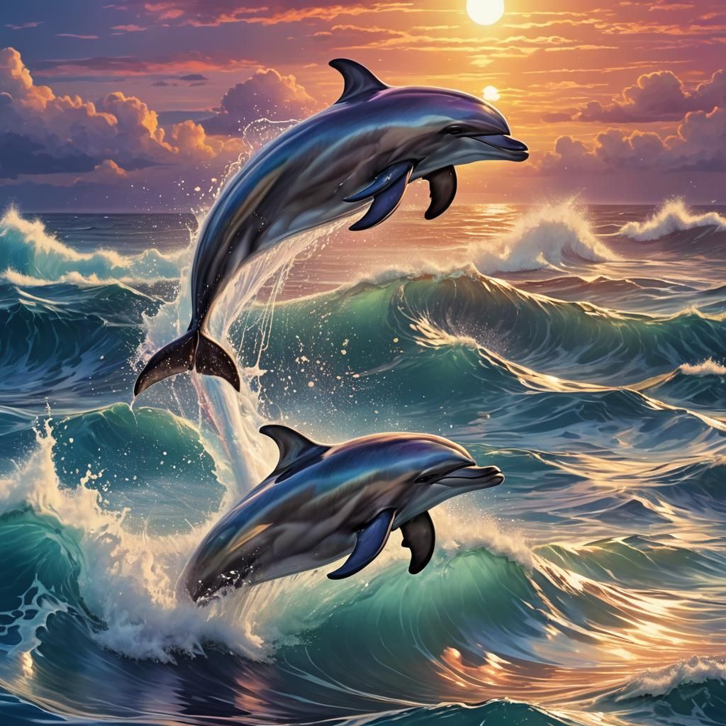 Majestic Dolphin Leaping in Candy Art Style