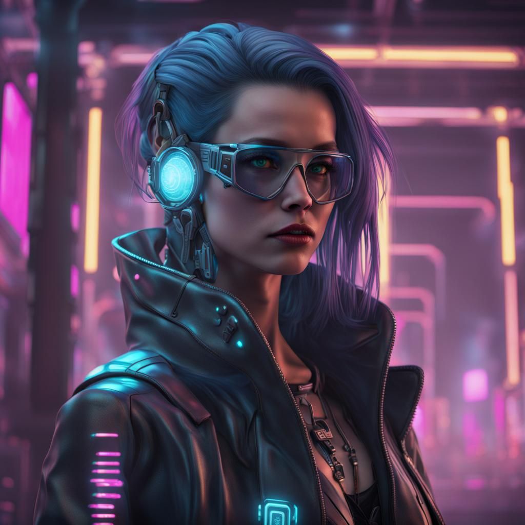 Female Cyberpunk Hologram - AI Generated Artwork - NightCafe Creator