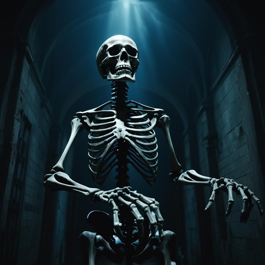 Baby skeleton is preparing himself for Halloween 