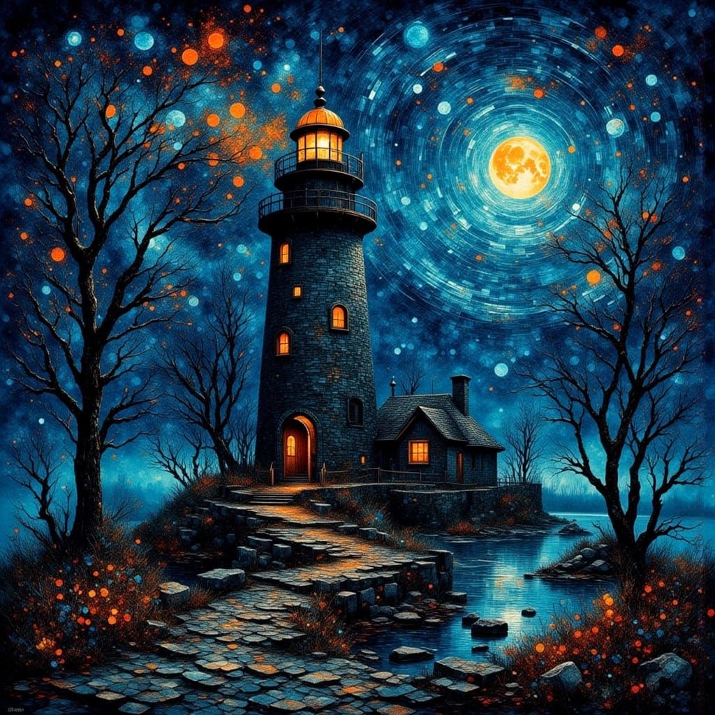 Night Lighthouse. TileDiamondFury.   by @Aquaman420