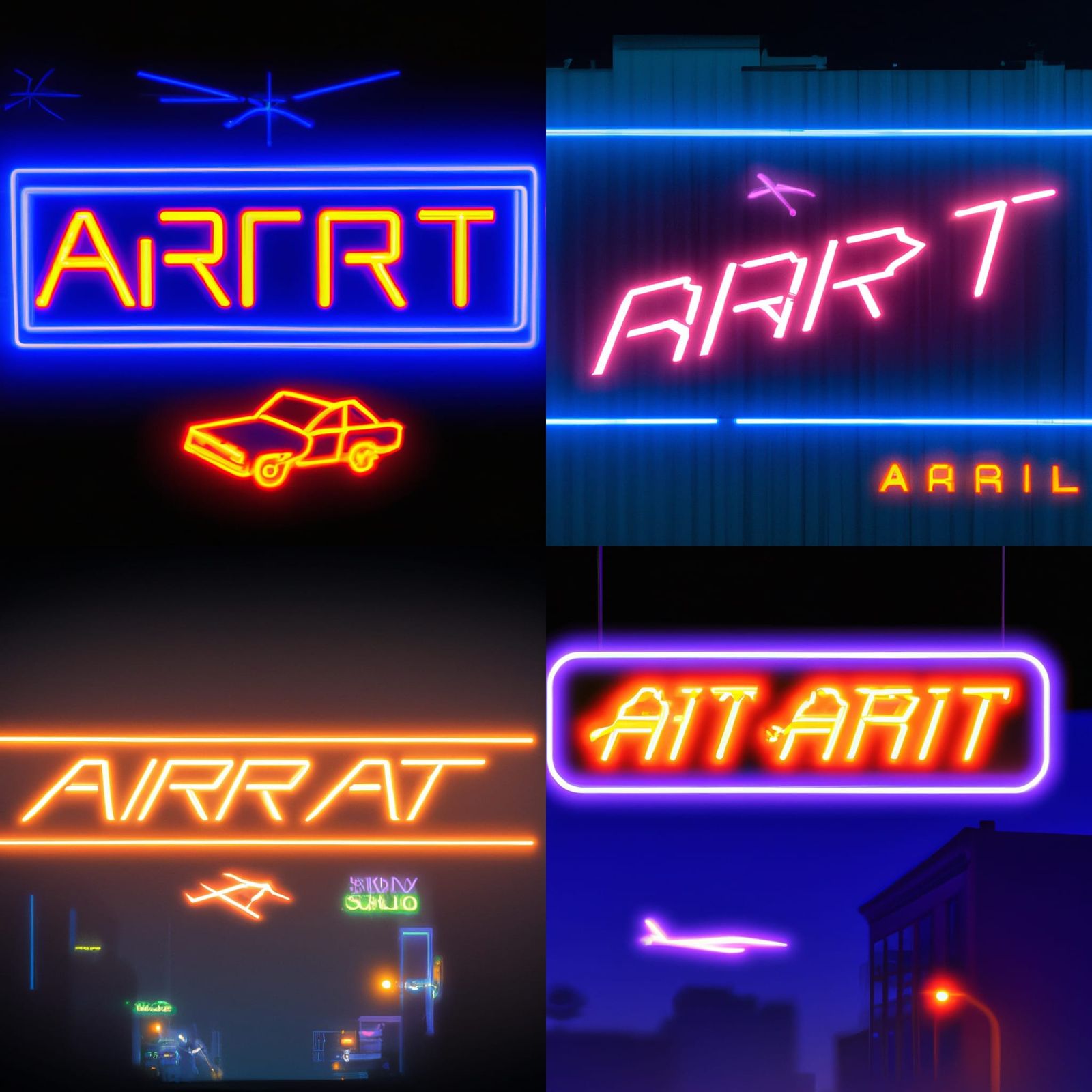 neon sign, “Atari” neon, neon city, flying car, haze, Blade Runner by