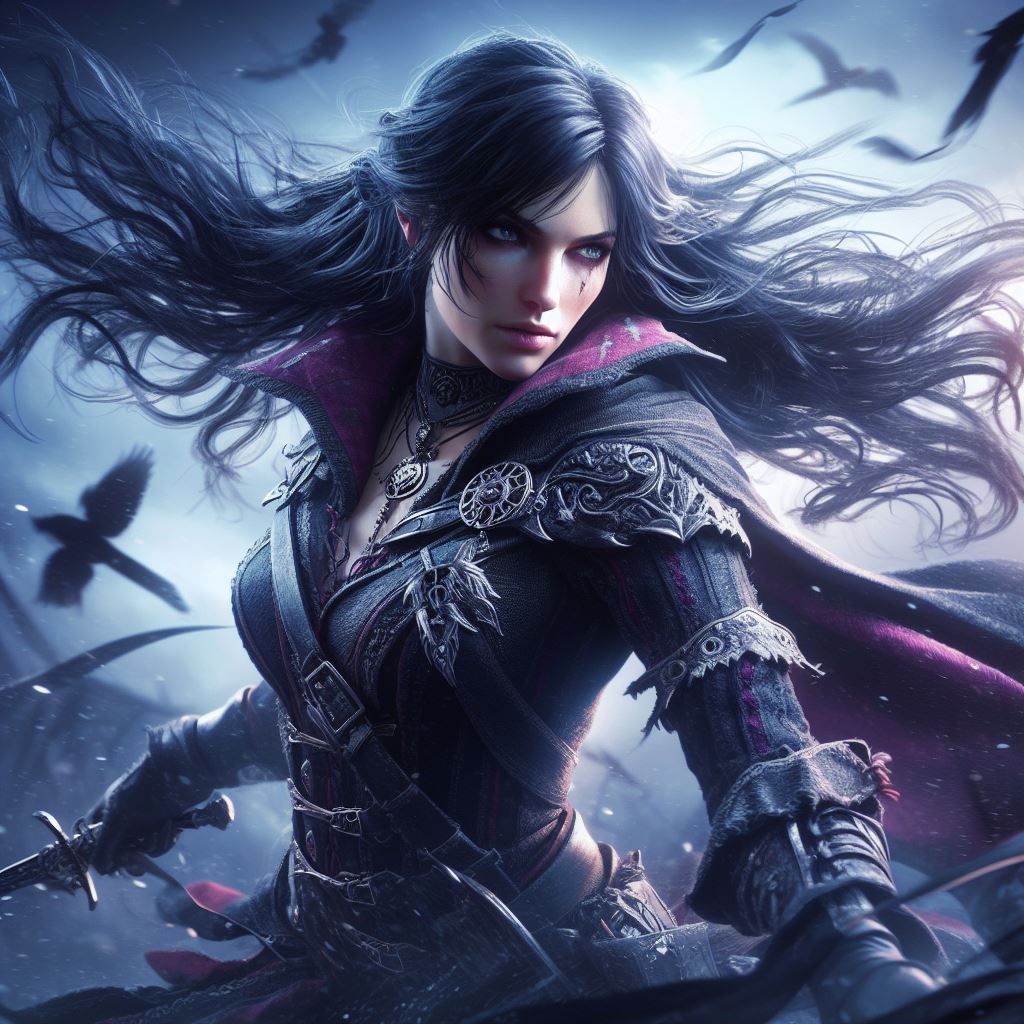 The sorceress Jennifer in battle.