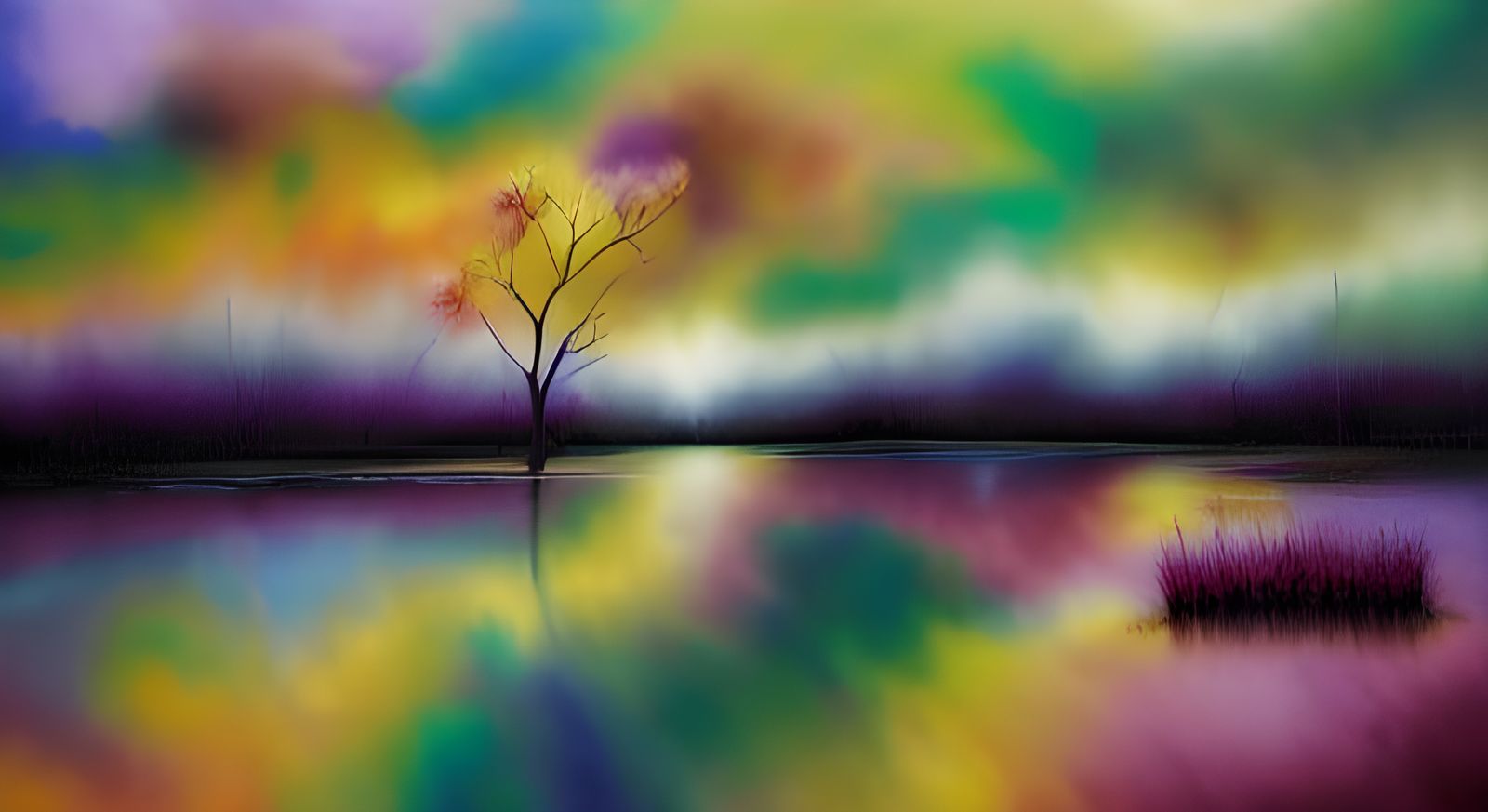 Violet-Sepia-Black Landscape. airbrush art action painting i...