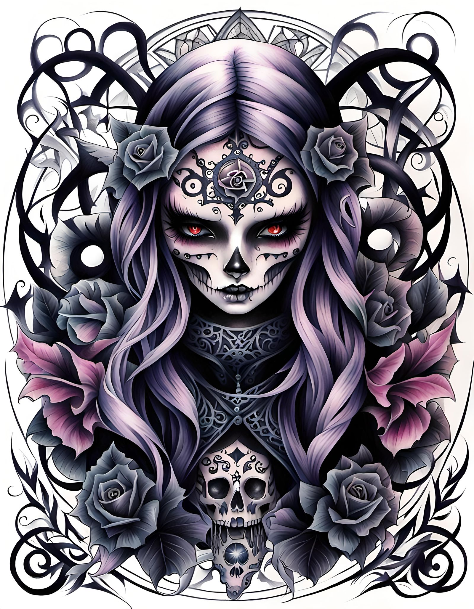 Goth girl tattoo design - AI Generated Artwork - NightCafe Creator