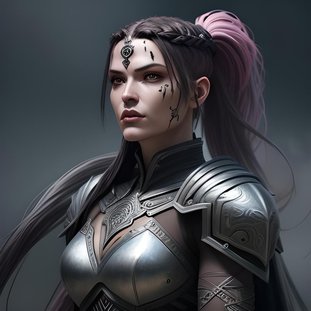 A female with a long braided ponytail that reaches down to h...