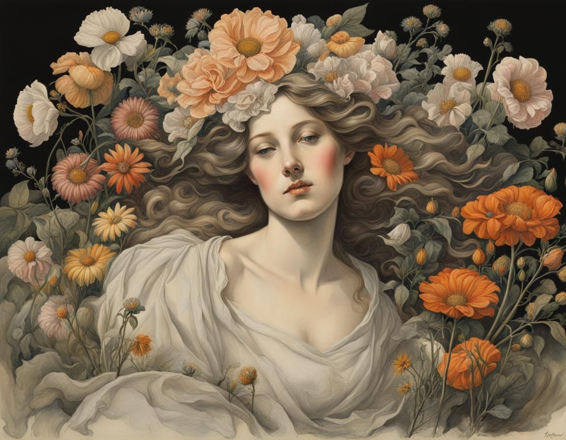 Flowers and a Woman