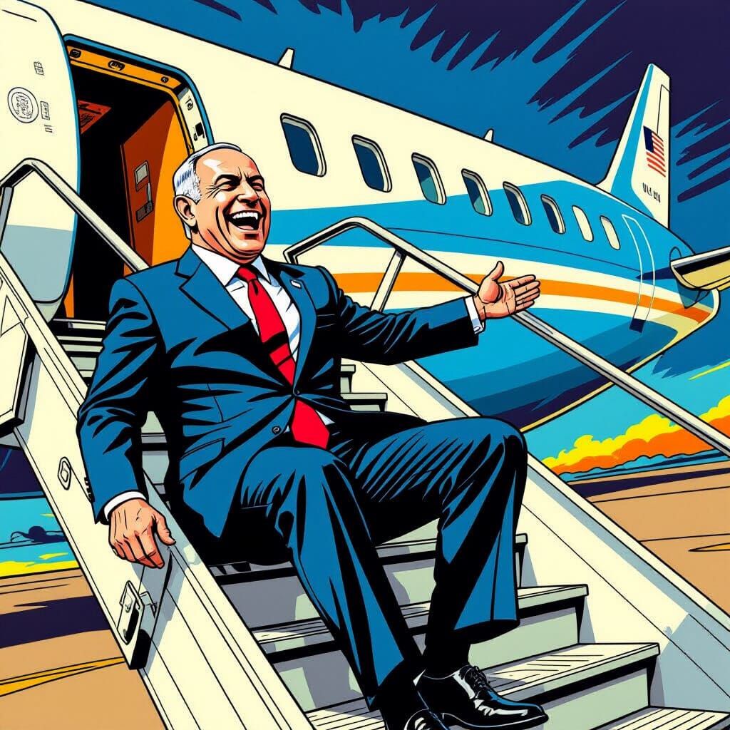 Netanyahu Laughs as Biden Falls from Air Force One