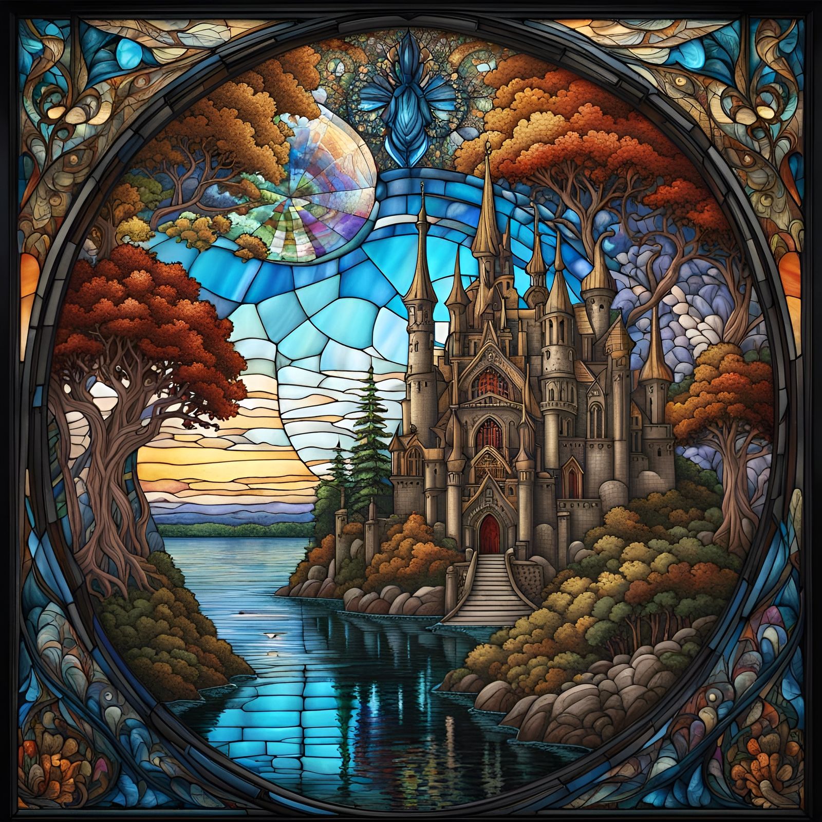 Stained glass fantasy (2) - AI Generated Artwork - NightCafe Creator