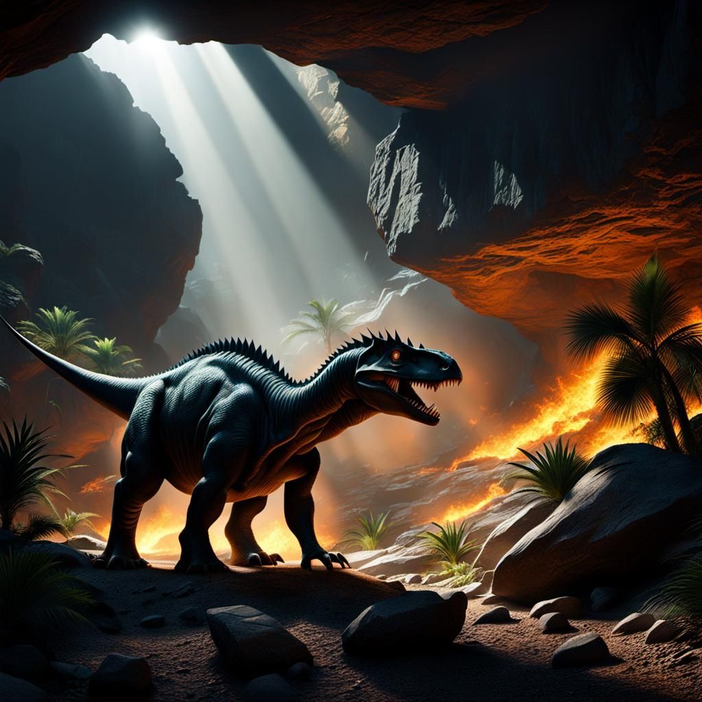 Dino in rocky environment (C) - AI Generated Artwork - NightCafe Creator