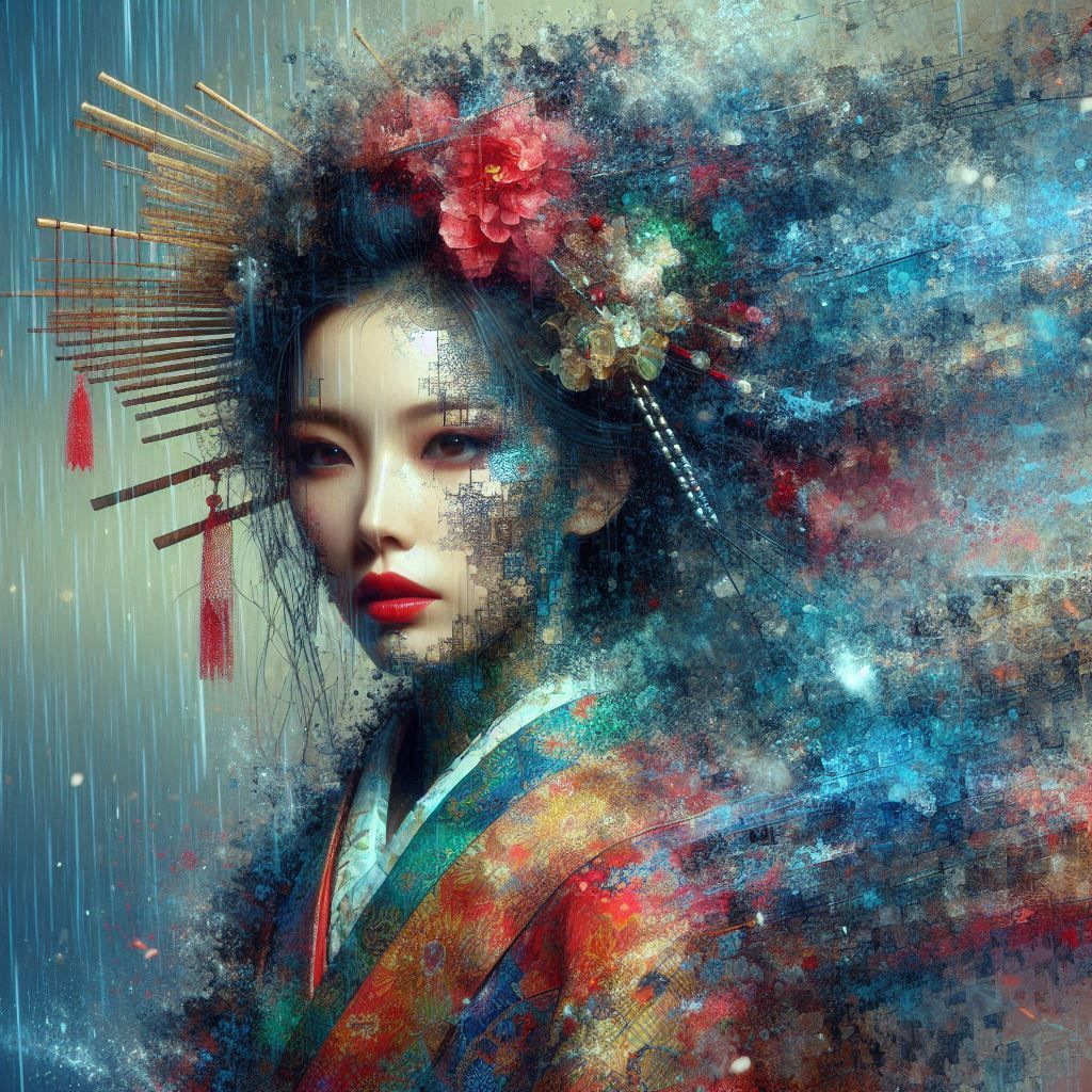 double exposure beautiful fantasy DALL-E 3 portrait landscap...