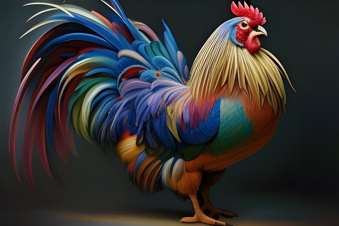 A Multicolor rooster - AI Generated Artwork - NightCafe Creator