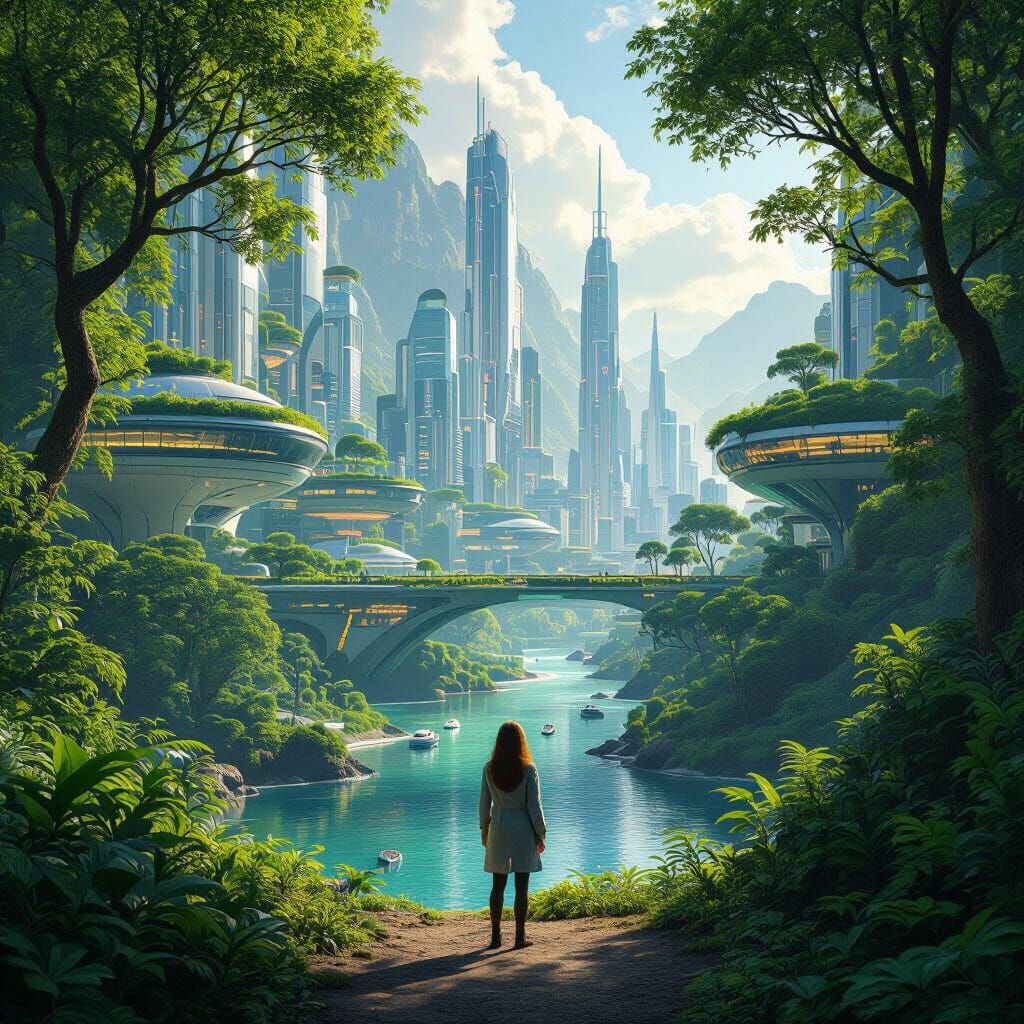 Futuristic City and Nature in Balance