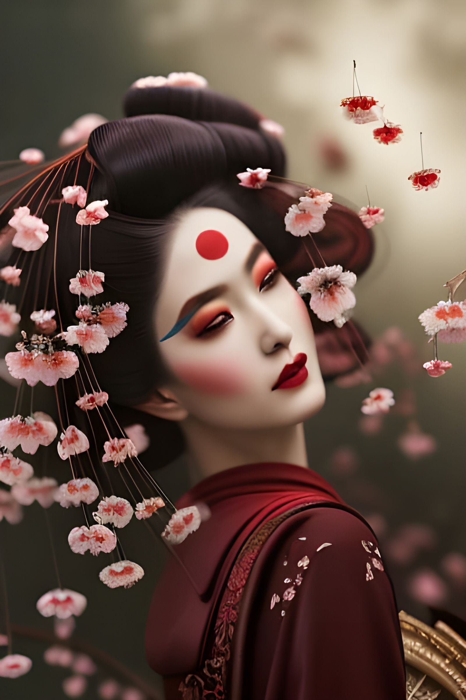 Cherry Blossom Geisha in Hyper-Detailed Digital Art