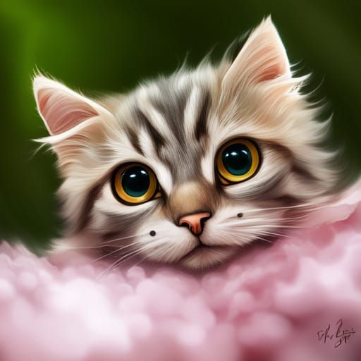 Cute fluffy kitty with big eyes