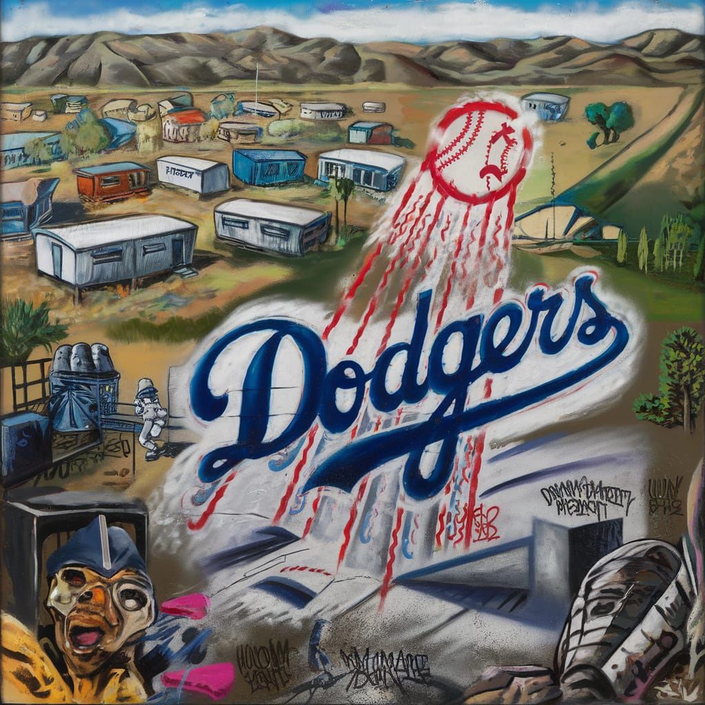 create a thumbnail for YouTube of the L.A. DODGERS baseball team moving