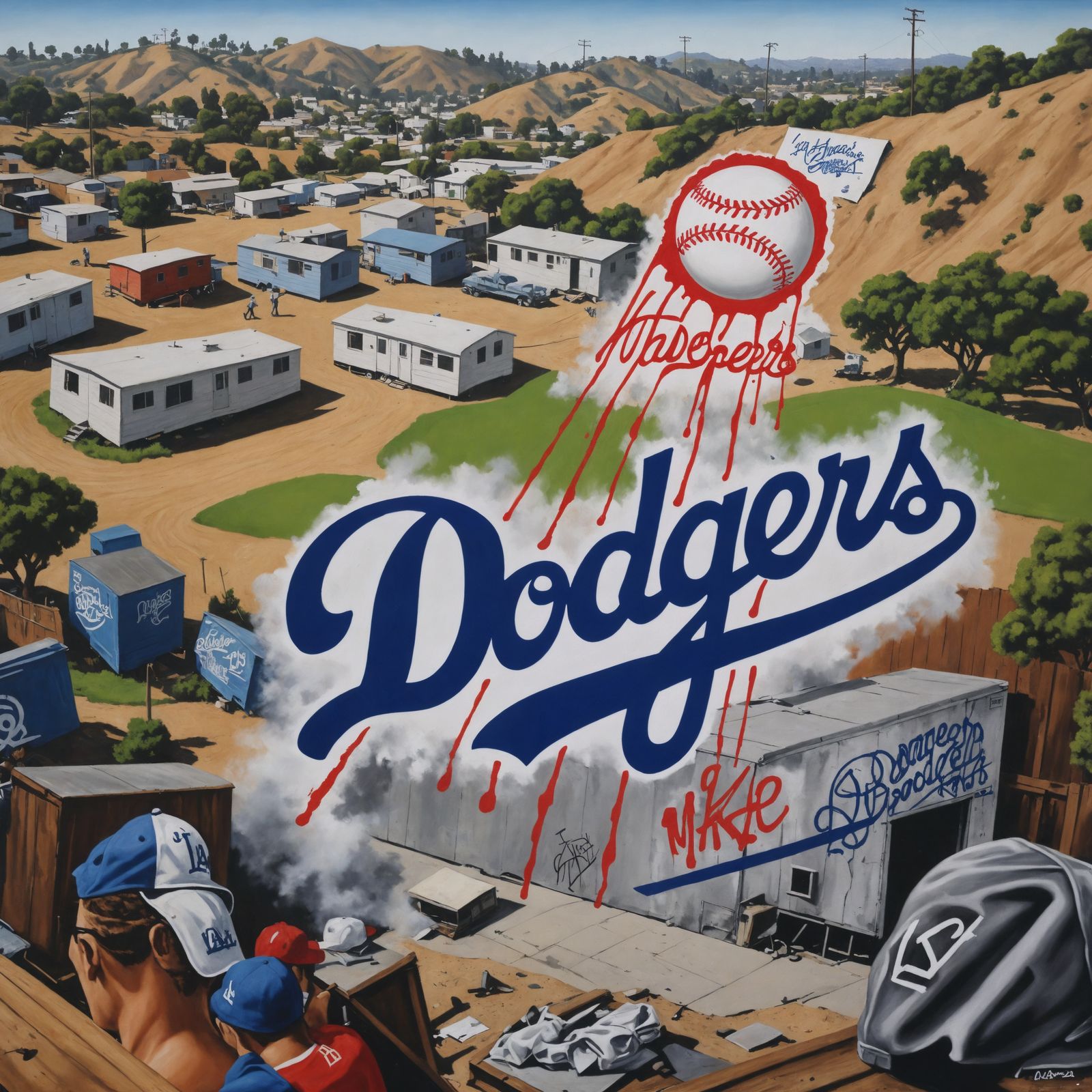 create a thumbnail for YouTube of the L.A. DODGERS baseball team moving