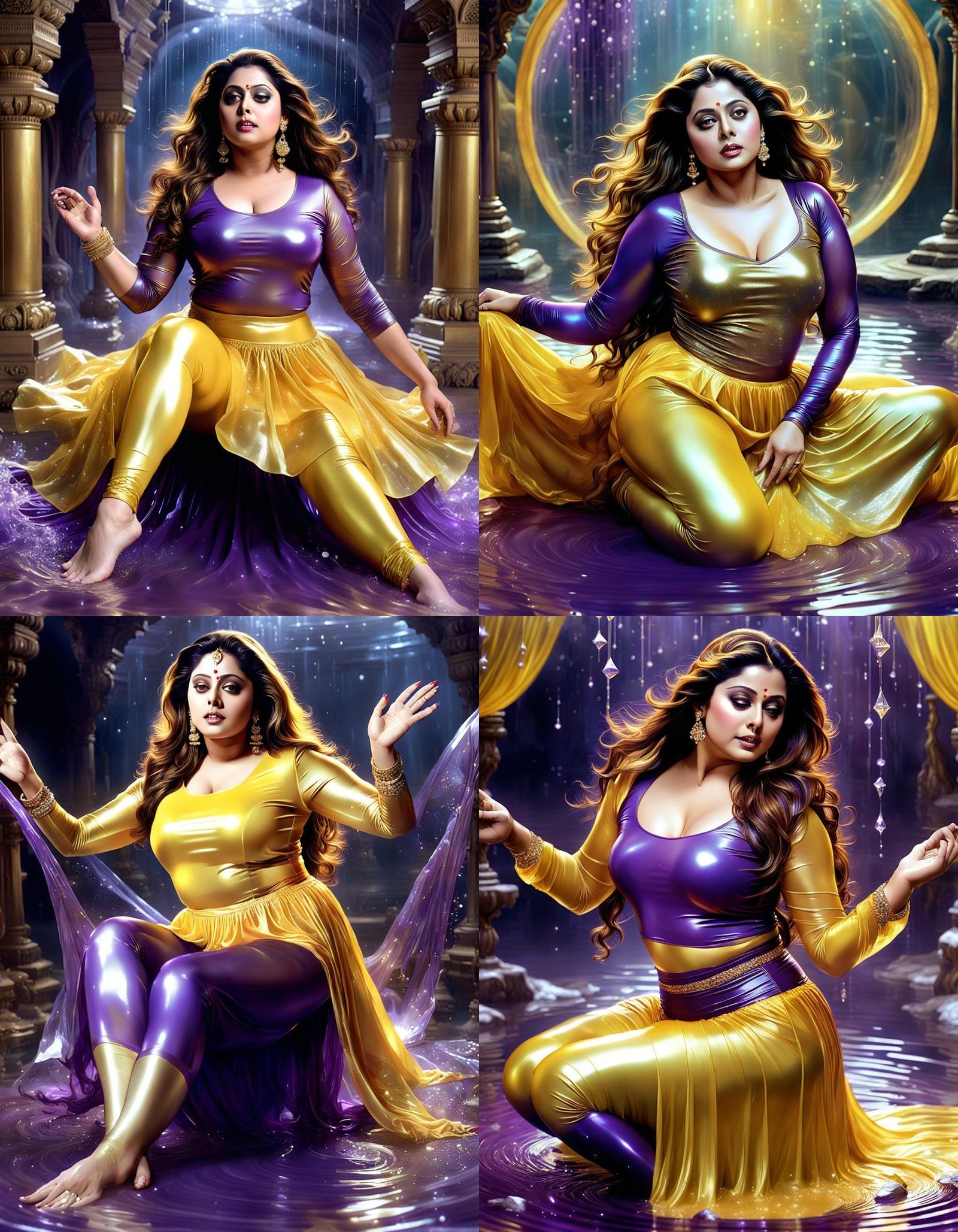 Hot indian plus size lying open legs moaning actress Nagma wet body, long  falling crystal shines hair,wearing transparent yellow round falli... - AI  Generated Artwork - NightCafe Creator