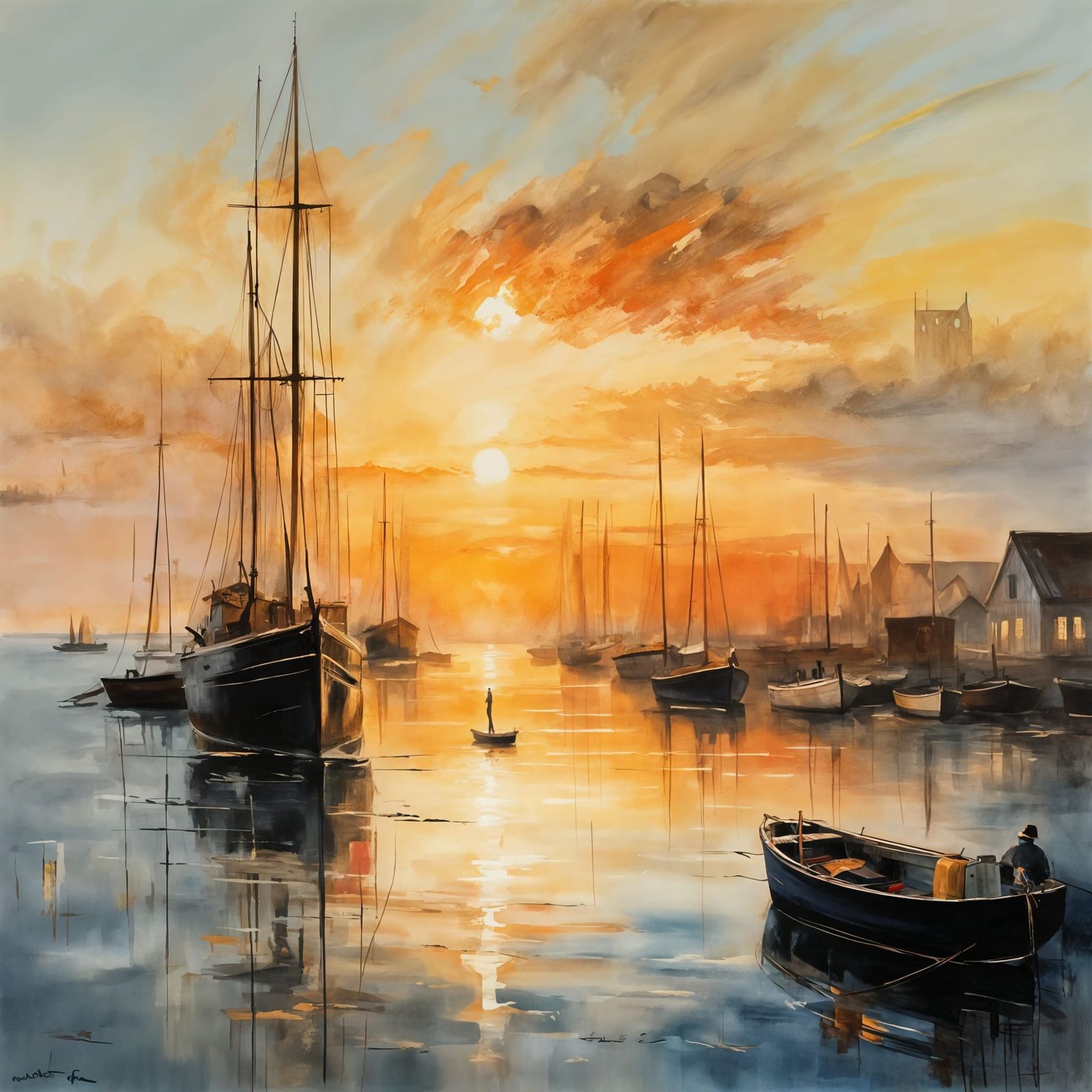 Ocean harbour sunset  by @Mike Ritchie