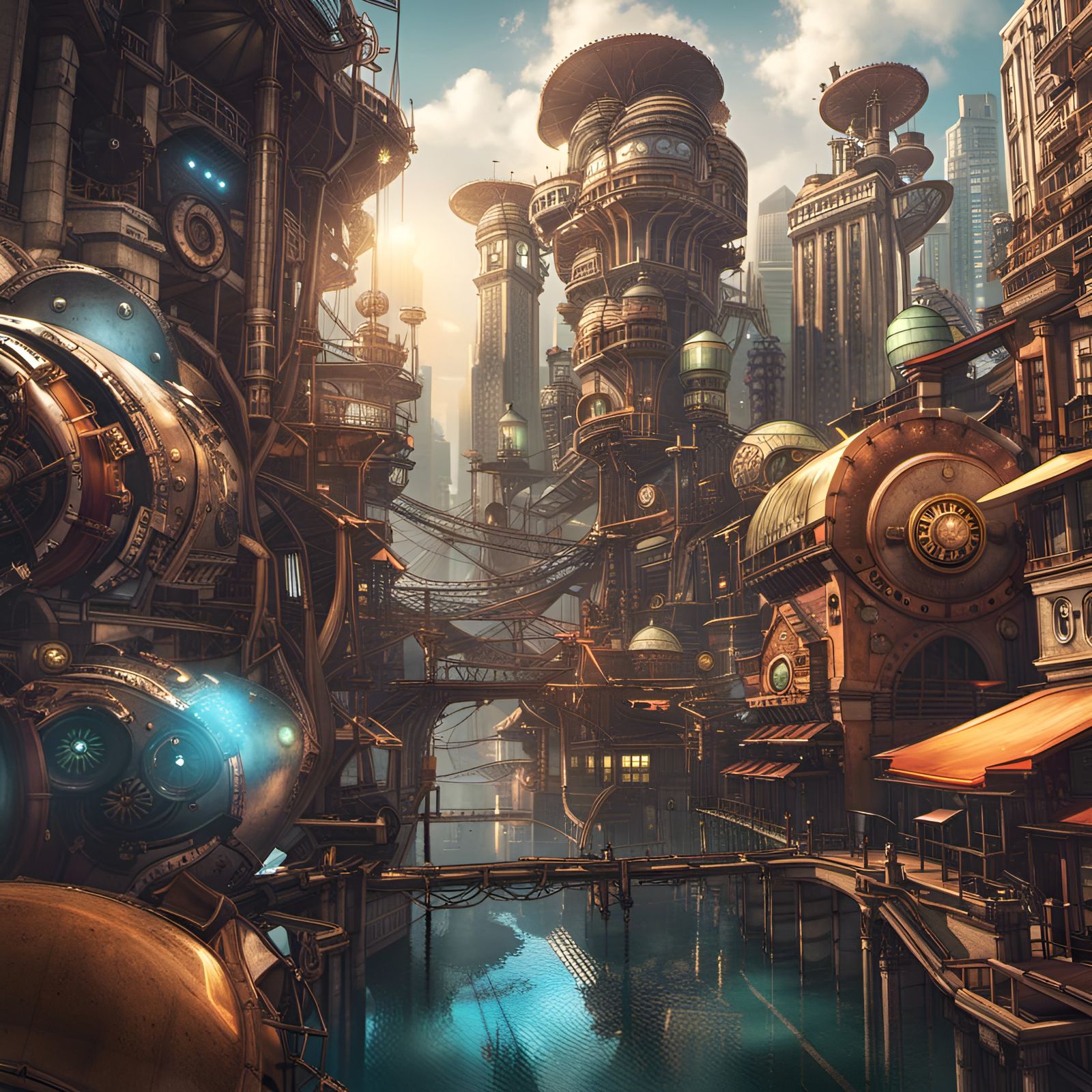 Future Singapore steampunk city - AI Generated Artwork - NightCafe Creator