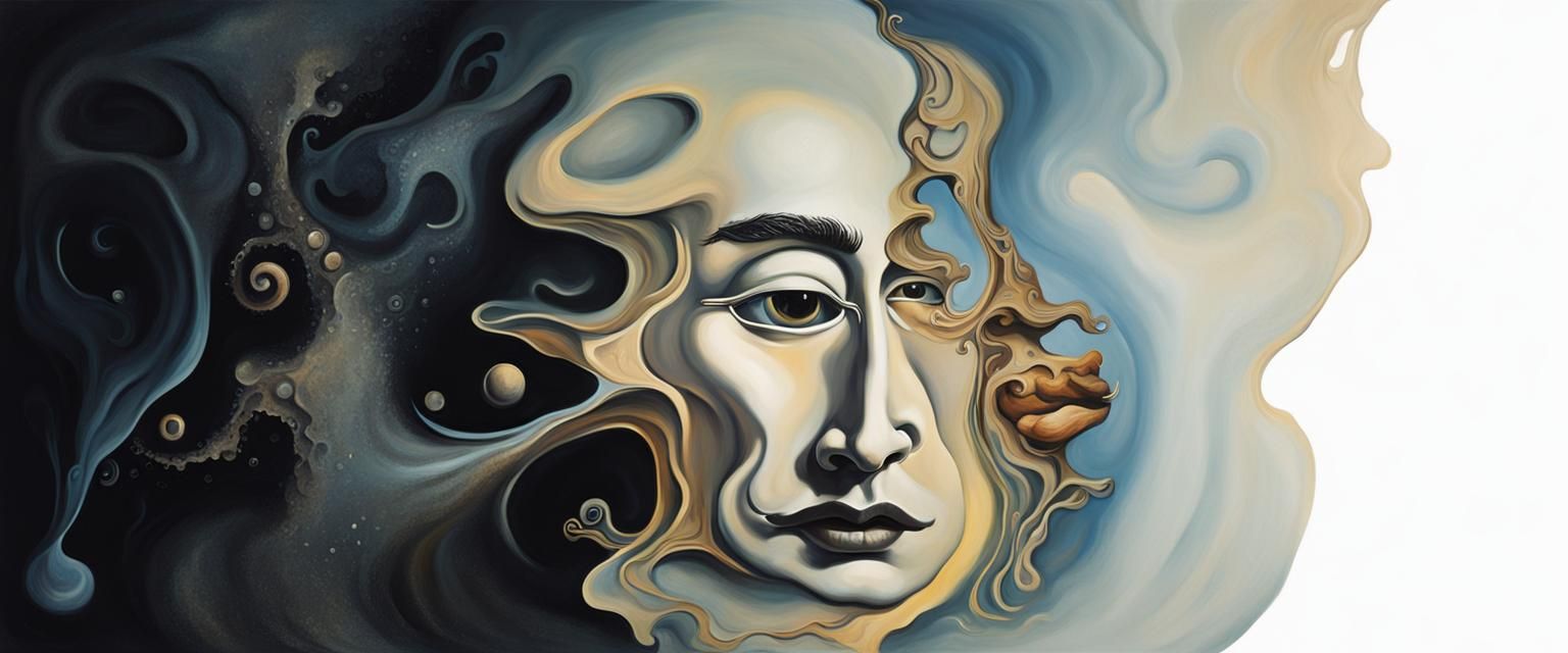 Surreal Melting Forms: A Dali-esque Oil Painting