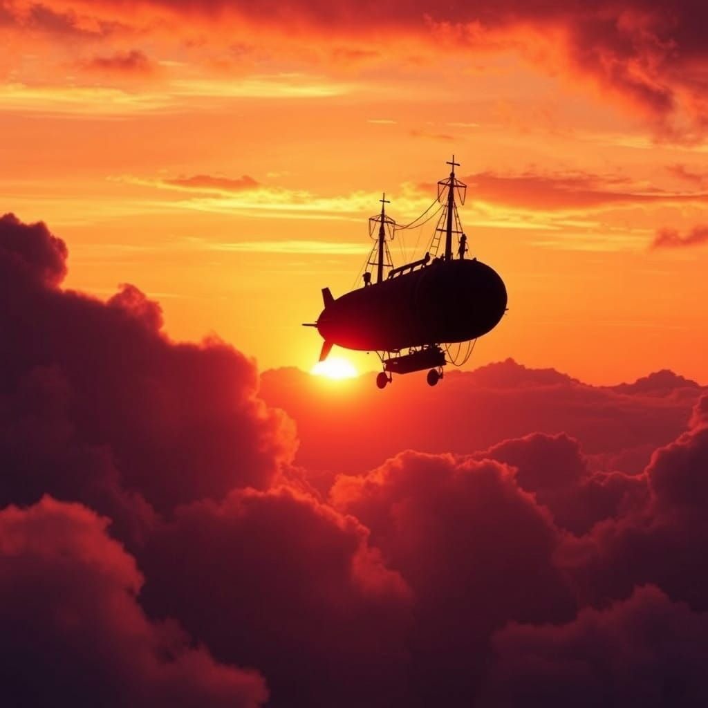 Steampunk Airship above the Clouds  by @Ouchtown