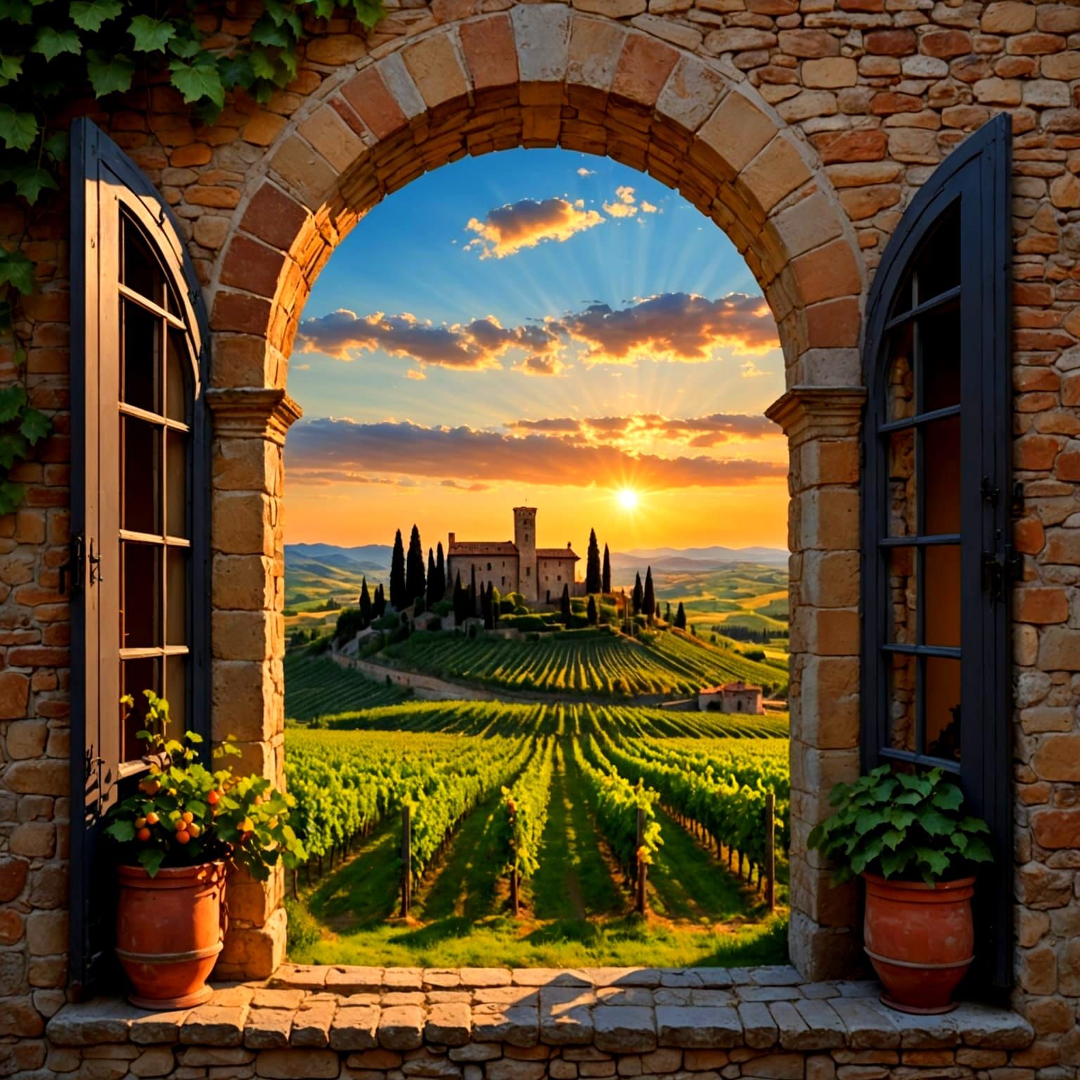 Vineyard Sunset  by @mathy_art_girl_305