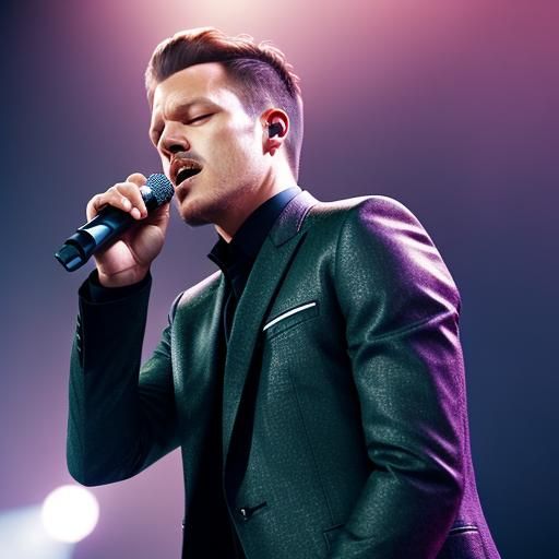 Brandon Flowers singing with his eyes closed AI Generated Artwork NightCafe Creator