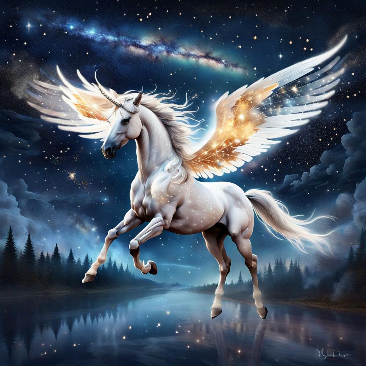 Pegasus at Night - AI Generated Artwork - NightCafe Creator