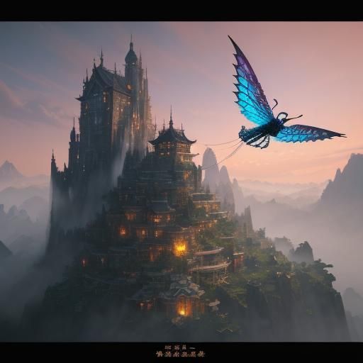 Elegant Lady Flying a Dragon Kite in Dream Garden