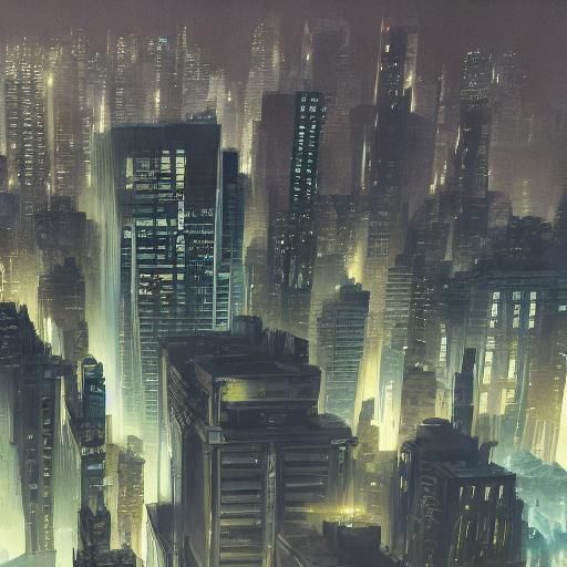 An urban skyline comes alive as the day transitions to night...