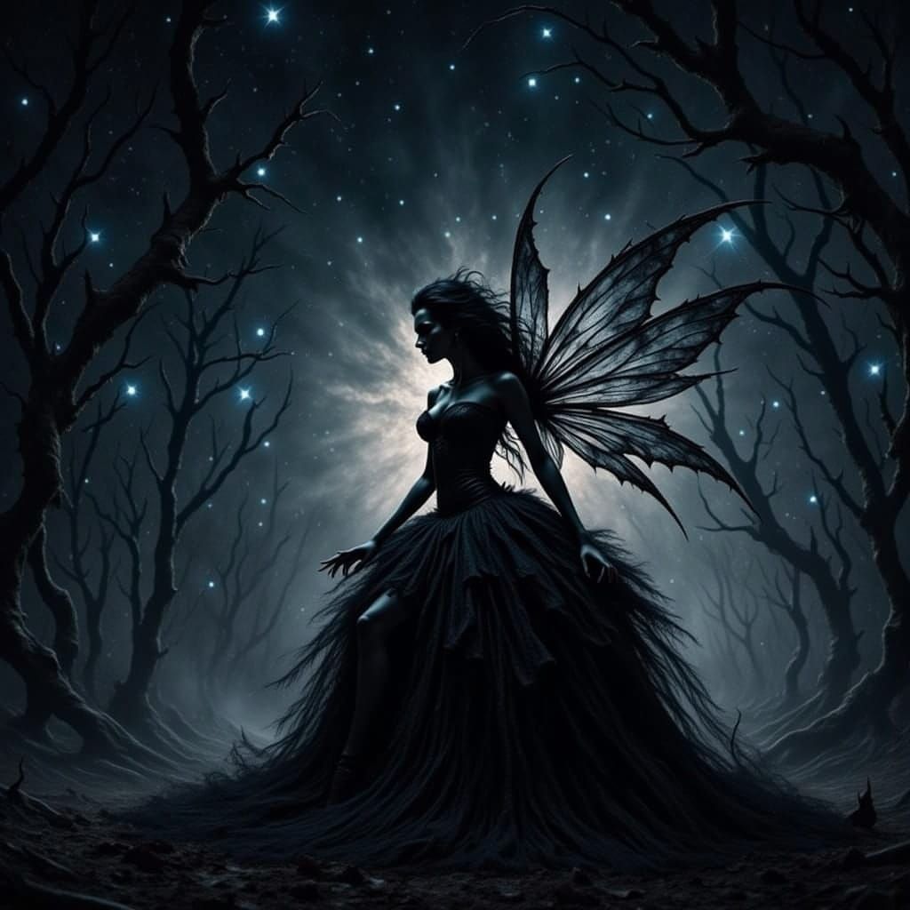 Fairy in a dark forest