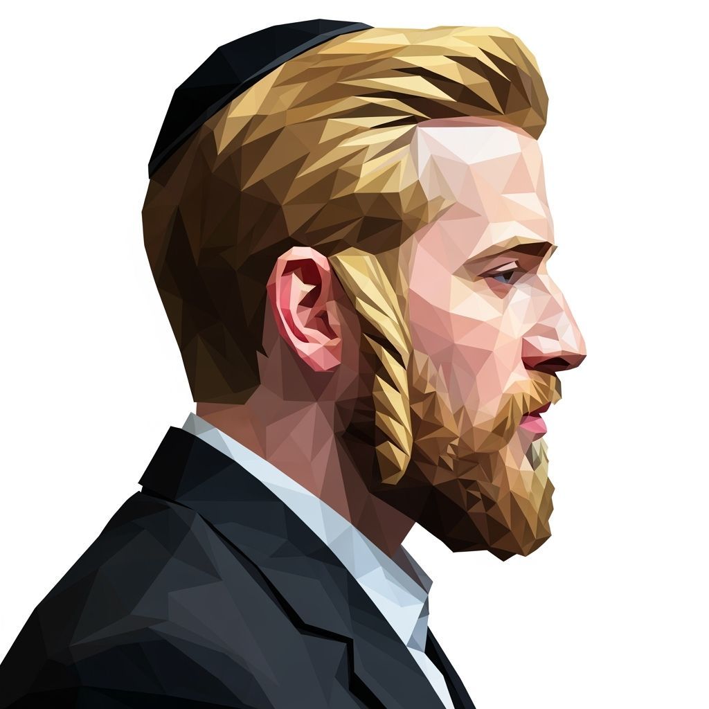 Handsome Haredi Jewish Man in Low-Polygon Style