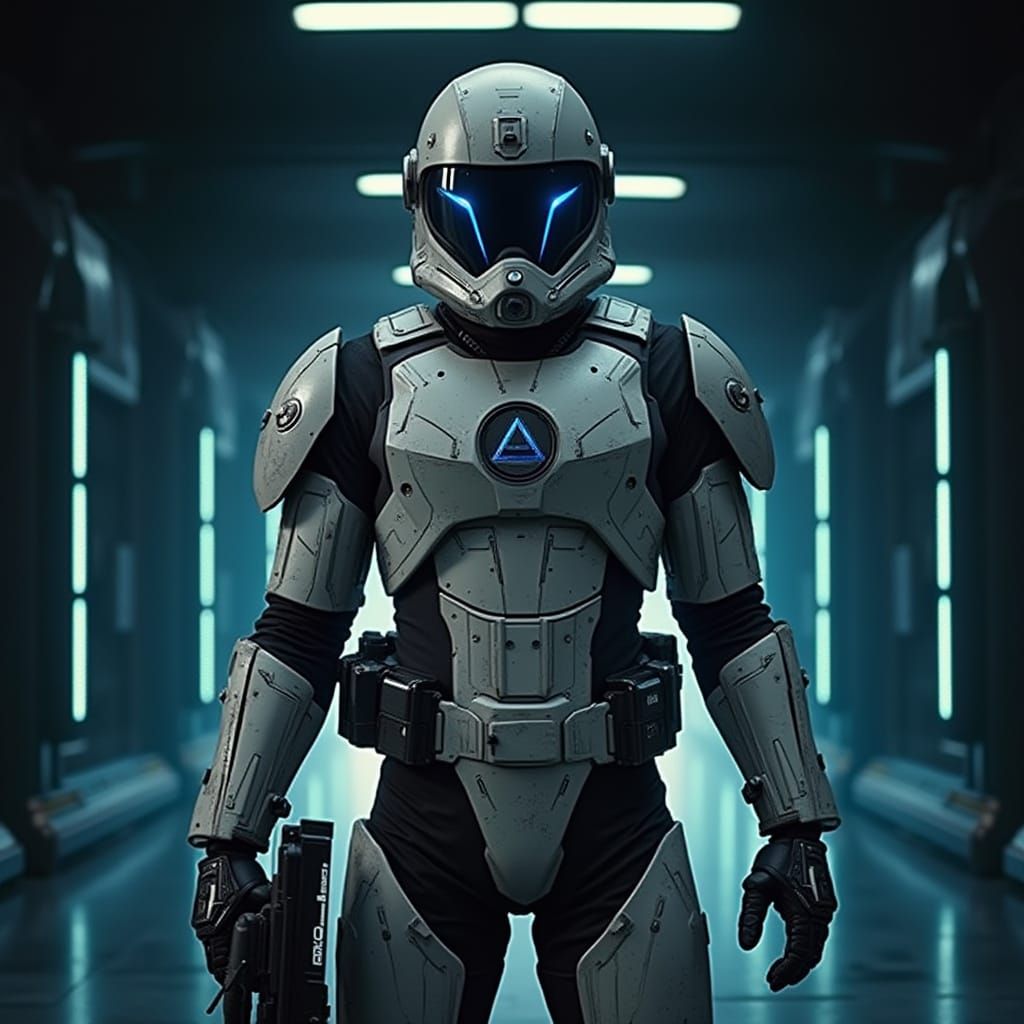 futuristic soldier with jetpack and a laser gun