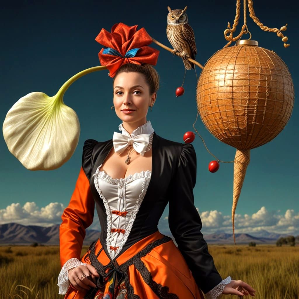 Surreal Portrait of a Woman in a Fantastic Landscape