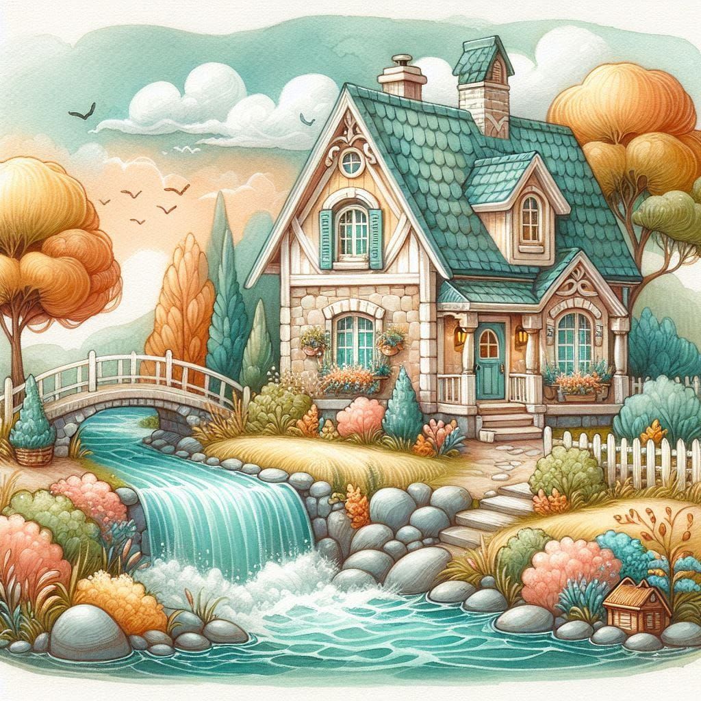 Teal & Peach Cottage