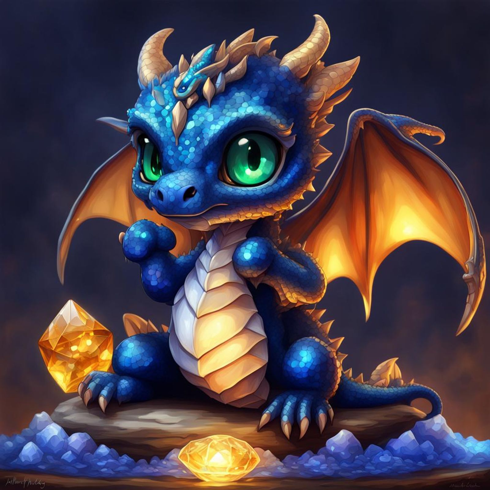 Chibi Baby Lapis Lazuli Dragon - AI Generated Artwork - NightCafe Creator