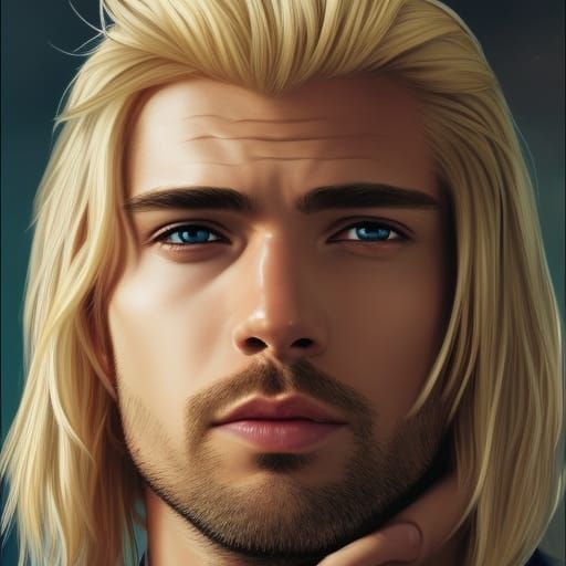 a close up realistic portrait of a blonde man with a, Stable Diffusion