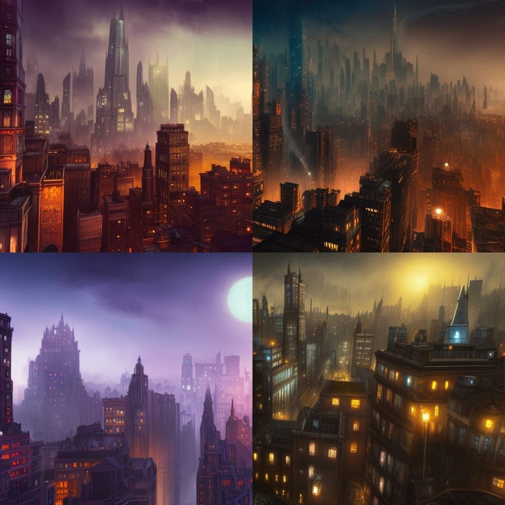 gotham city rooftops at night - AI Generated Artwork - NightCafe Creator