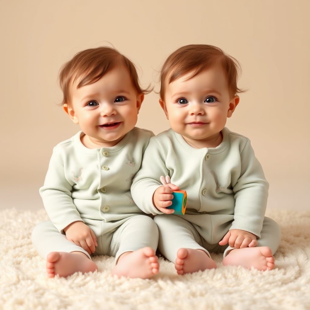 Adorable Twins in Studio with Soft Lighting