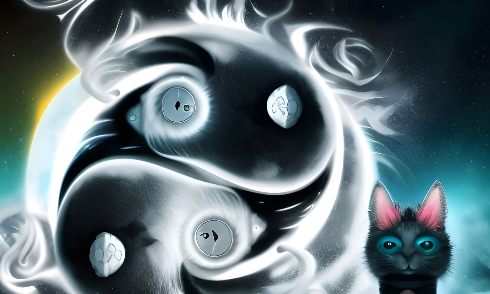 wonderful yin yang cat design 8k resolution concept art hype...