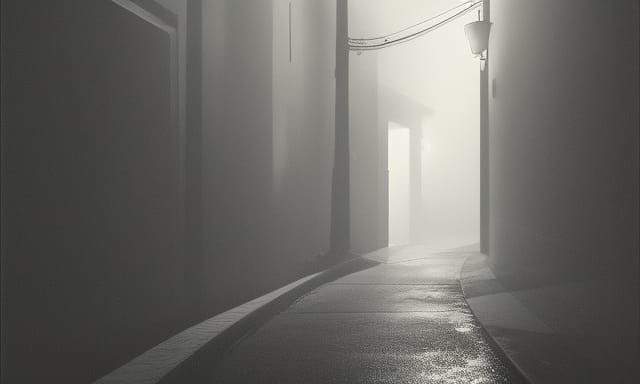 Liminal spaces and the surreal: a dimly lit alley at night