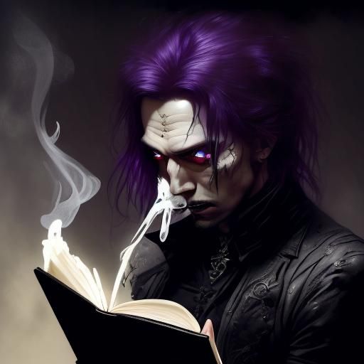 <lora:Gothic portraits:1.0> an old man reading a smoking  le...