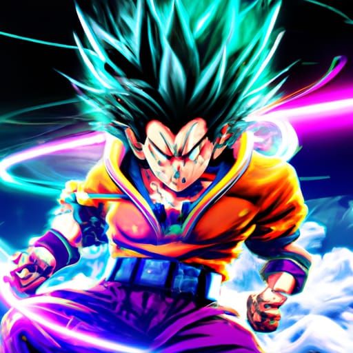 Neon Ultra Instinct Rainbow Goku - AI Generated Artwork - NightCafe Creator