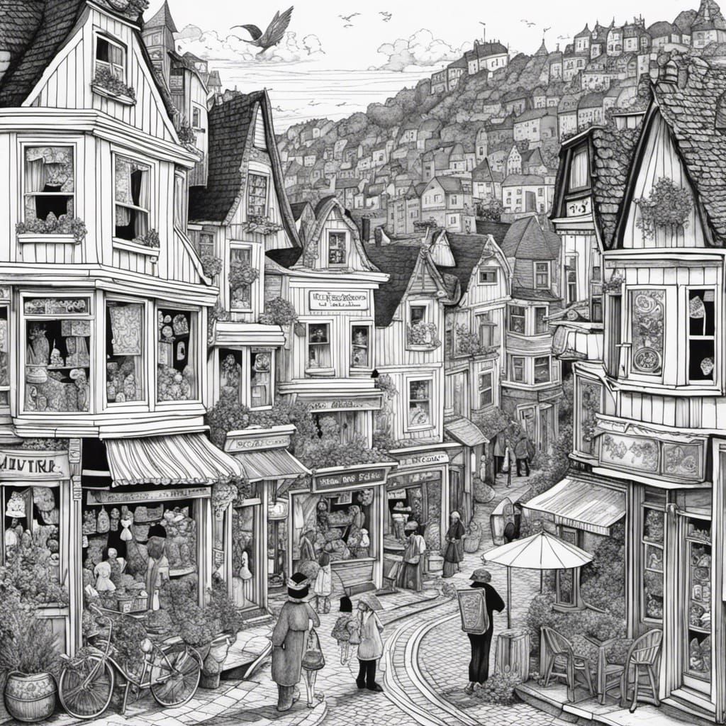 A pen and ink representation of Hastings UK (of 1066 fame) AI