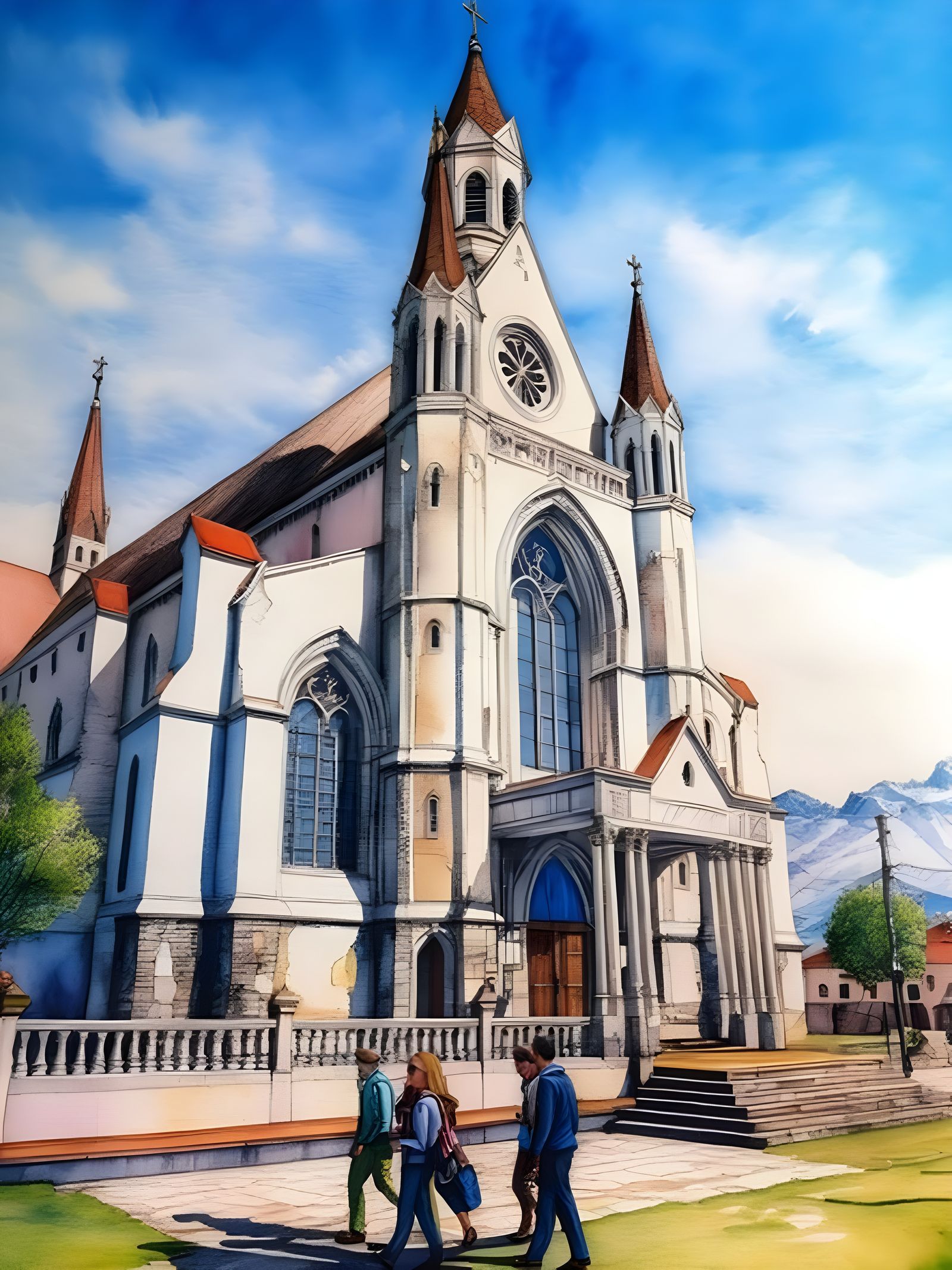 color pencil Central America towns