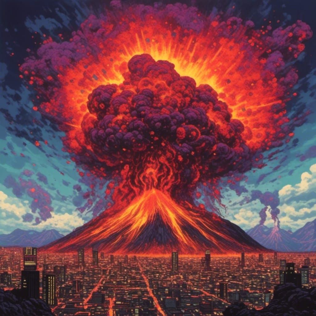 <lora:Sin City:1.0> Erupting volcano 