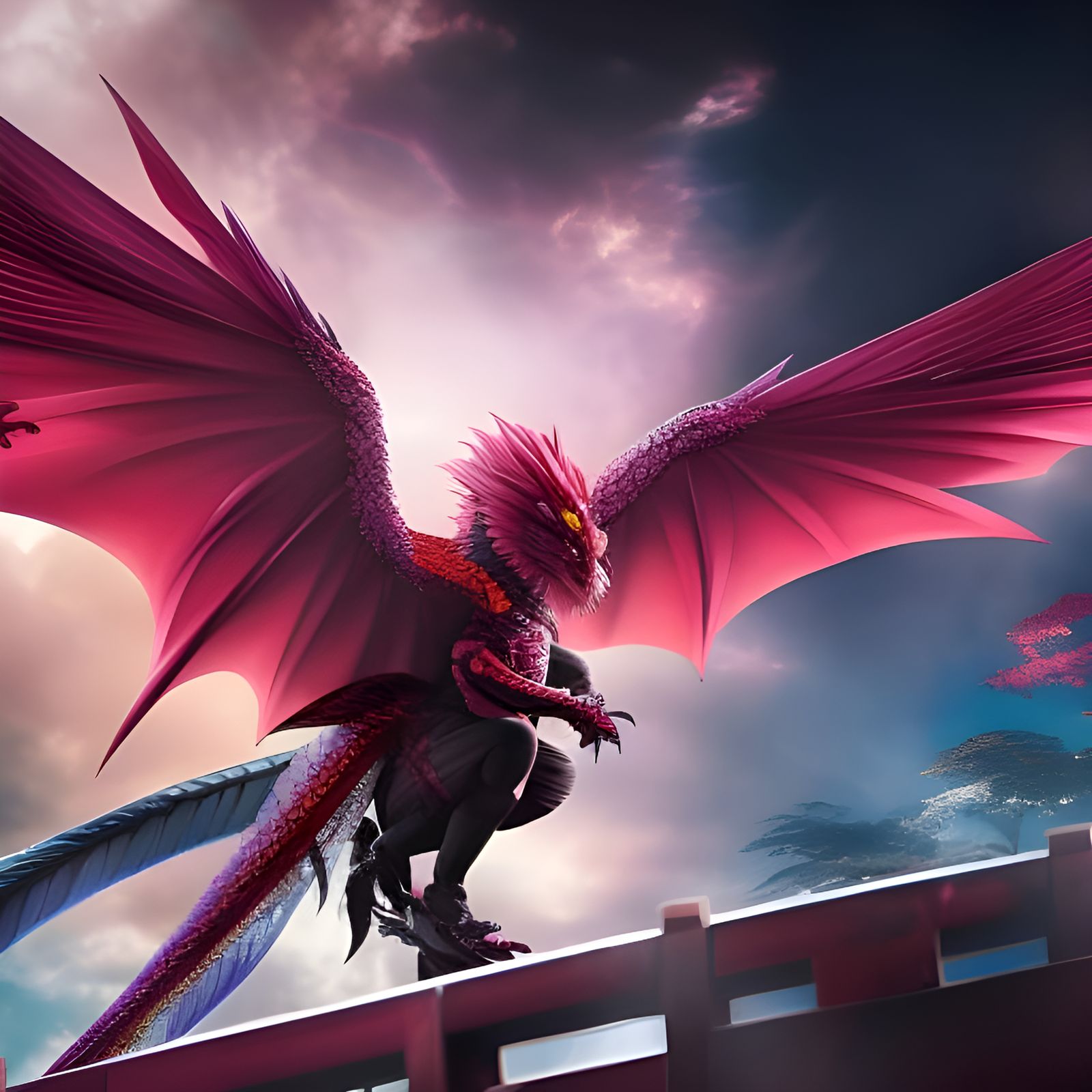 Tokyo ghoul beautiful Sakura dragon girl, distinct lighting,...