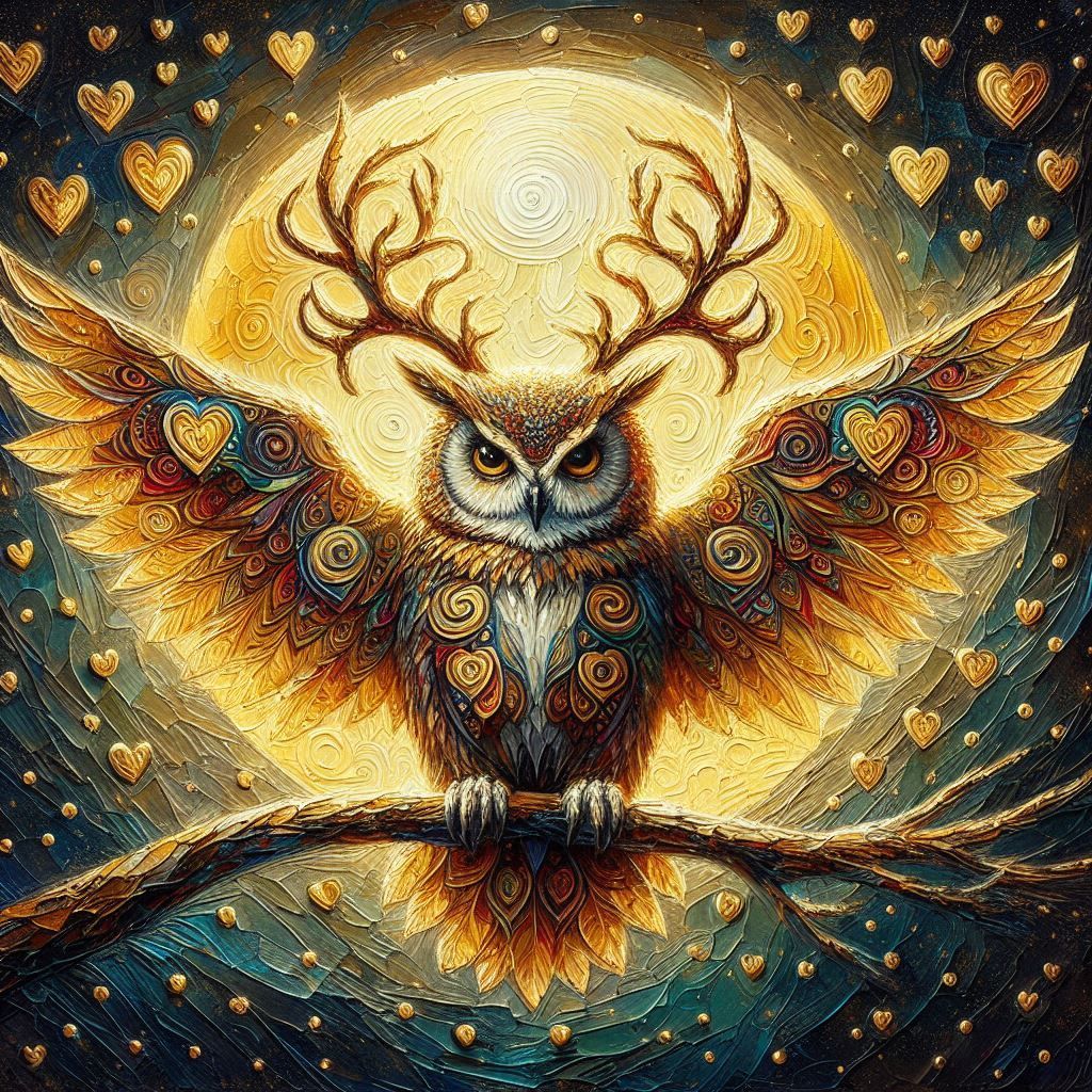 Owl with antlers