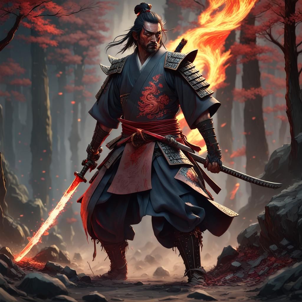 Samurai Of The Flame   AI Generated Artwork   NightCafe Creator